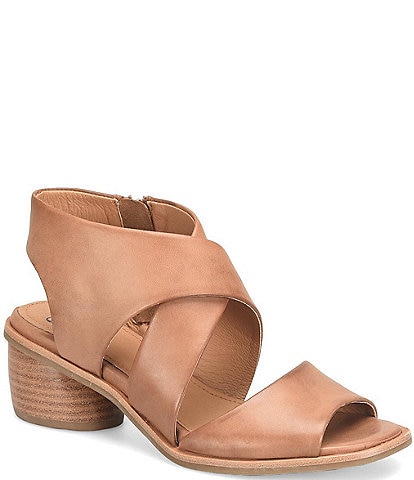 Sofft Camille Leather Zip Architectural Heel Sandals