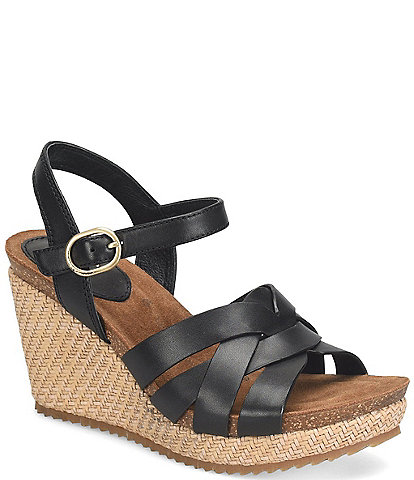 Sofft Carlana Woven Leather Wedge Sandals