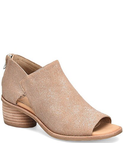 Sofft Carleigh Leather Rounded Stack Heel Peep Toe Shoes