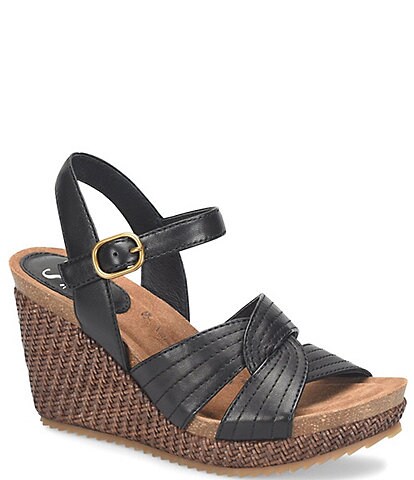 Sofft Clarissa Woven Leather Wedge Sandals