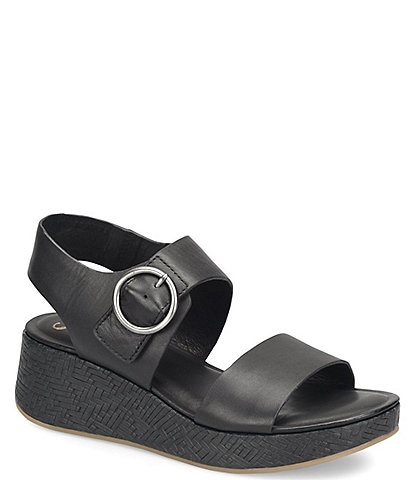 Sofft Faedra Leather Wrapped Wedge Platform Sandals