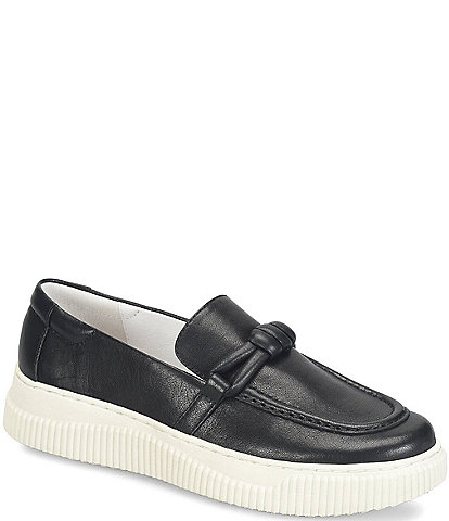 Sofft Foster Leather Knot Strap Slip On Platform Loafer Sneakers