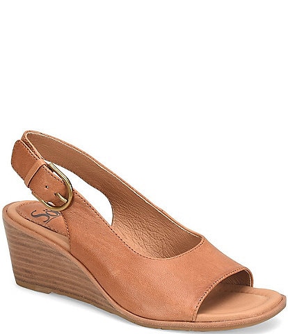 Sofft Gabriella Slingback Leather Wedge Sandals
