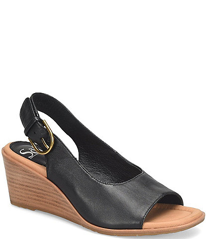 Sofft Gabriella Slingback Leather Wedge Sandals