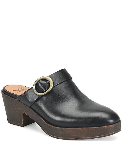 Sofft Giovanna Leather Buckle Clogs