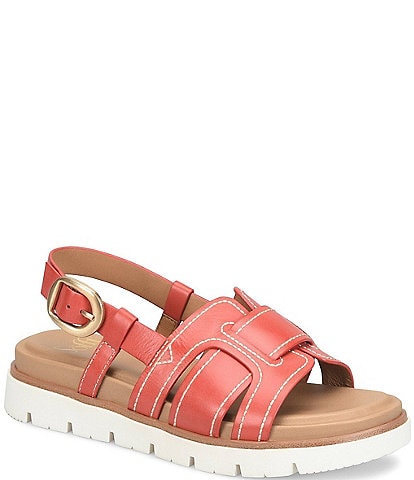 Sofft Goldie Leather Woven Strap Platform Sandals