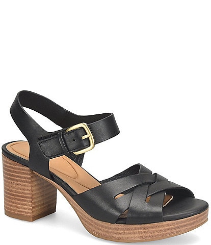 Sofft Lacie Woven Leather Block Heel Sandals