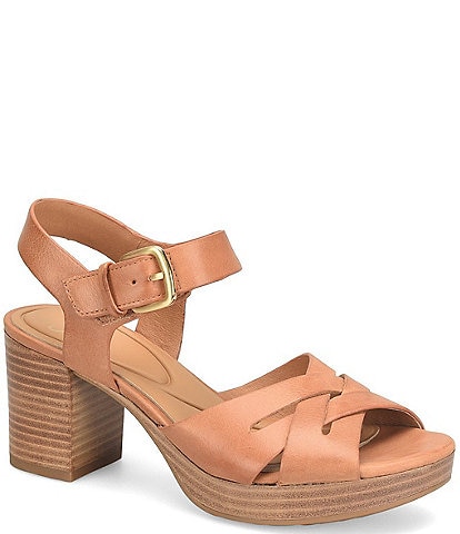 Sofft Lacie Woven Leather Block Heel Sandals
