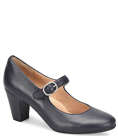 Sofft Leslie Mary Jane Rounded Toe Leather Pumps