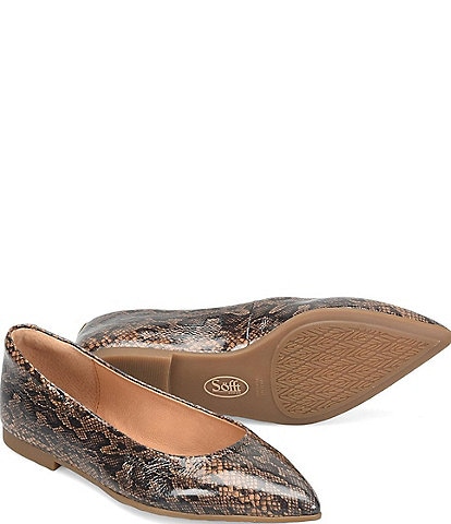 Sofft Madrid Snake Print Leather Pointed Ballet Flats