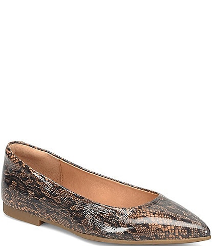Sofft Madrid Snake Print Leather Pointed Ballet Flats