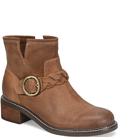 Sofft Miley Suede Braided Buckle Hardware Booties