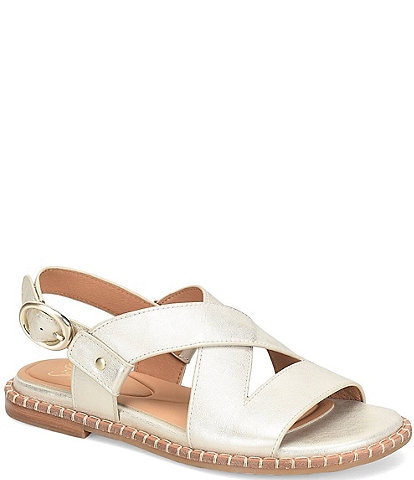 Sofft Nadia Leather Criss-Cross Band Slingback Sandals