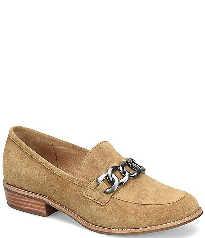 Sofft Nevara Suede Chain Loafers