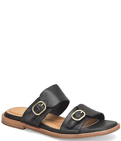 Sofft Noella Double Strap Buckle Leather Slides
