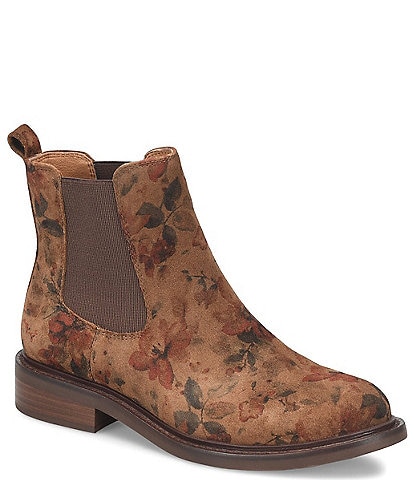 Sofft Pamella Waterproof Suede Floral Chelsea Booties