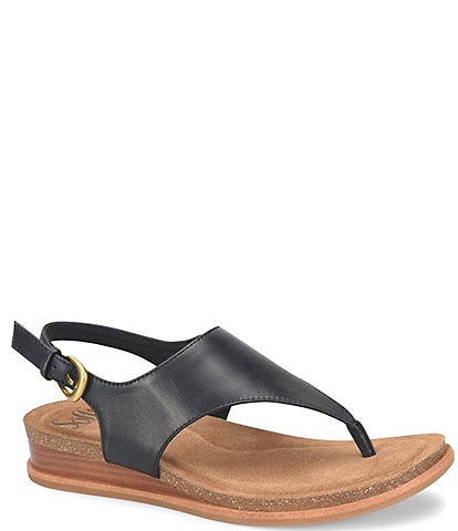 Sofft Penelope Leather Thong Wedge Sandals