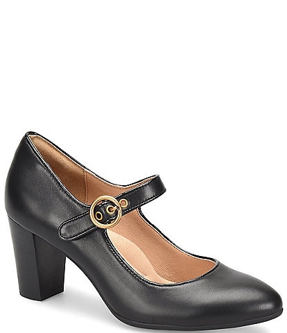 Sofft Petra Mary Jane Almond Toe Leather Pumps