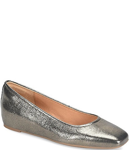 Sofft Poppy Leather Slip On Ballet Wedge Pumps