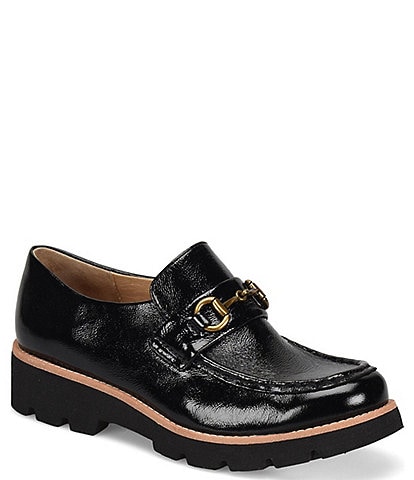 Sofft Prewitt Patent Leather Bit Detail Lug Sole Loafers