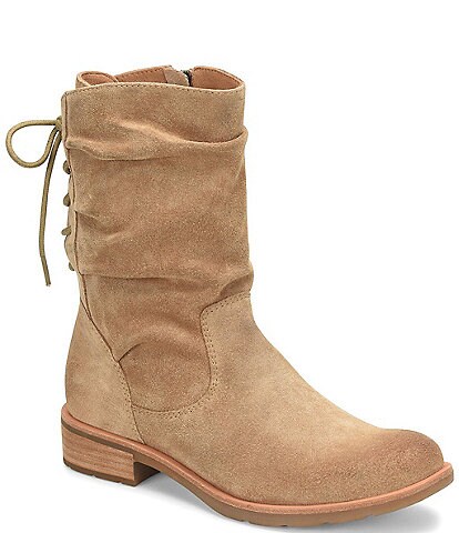 Sofft Sharnell Low Waterproof Suede Lace-Up Back Zip Boots