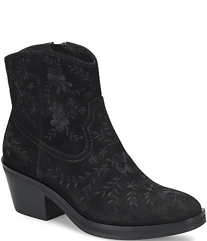 Sofft Sophie Floral Embroidered Suede Western Booties