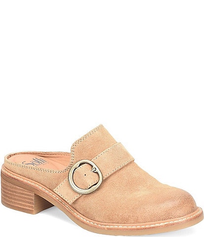 Sofft Tiffany Suede Buckle Strap Mules