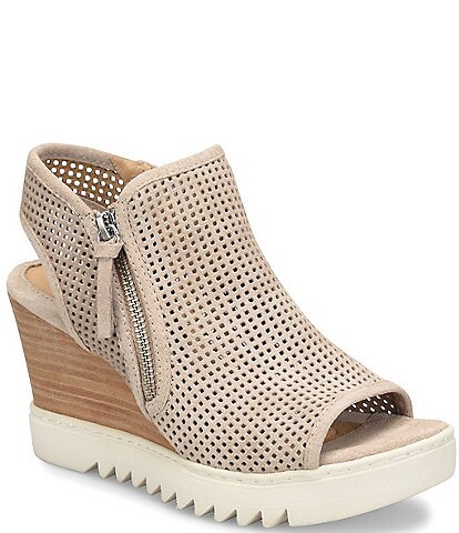 Sofft Ulani Suede Stacked Wedge Sandals