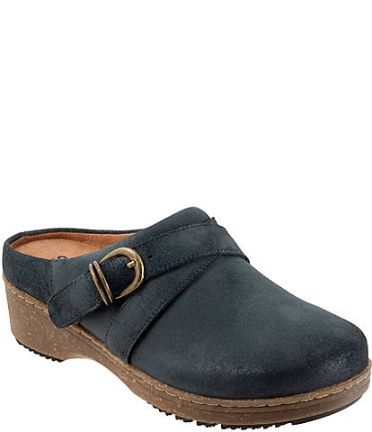 SoftWalk Asmara Suede Buckle Strap Clogs