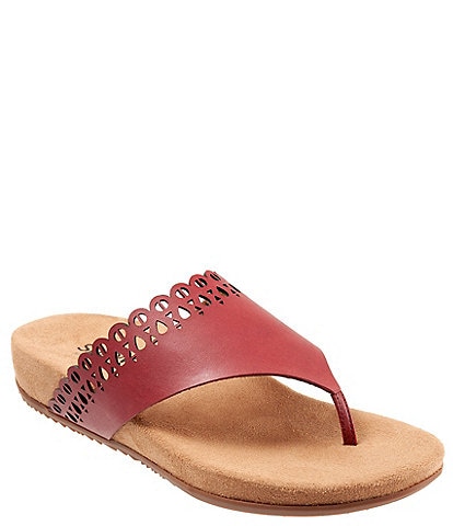 SoftWalk Bethany Laser Cut Leather Thong Sandals