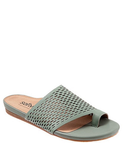 SoftWalk Corsica II Perforated Leather Toe Ring Thong Sandals