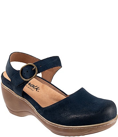 SoftWalk Mabelle Suede Ankle Strap Clogs