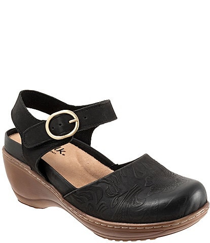 SoftWalk Mabelle Tooling Leather Embossed Clogs