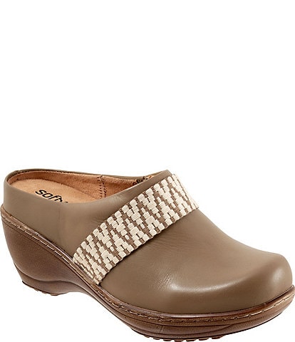 SoftWalk Marion Leather Chevron Detail Clogs