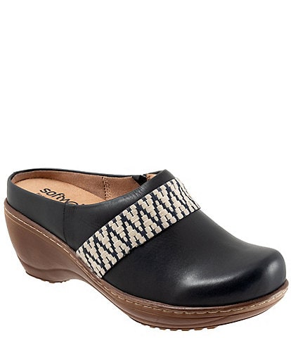 SoftWalk Marion Leather Chevron Detail Clogs