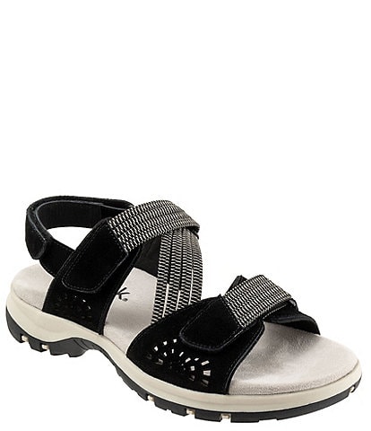 SoftWalk Oahu Perforated Suede Stretch Bands Sandals