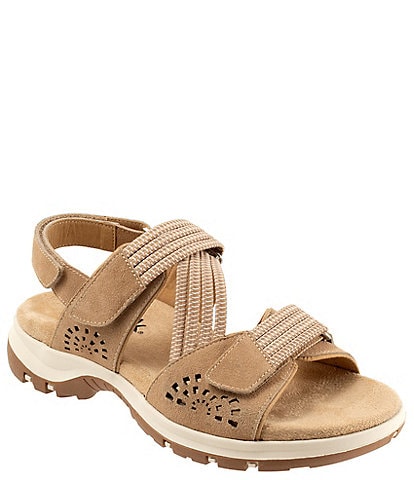 SoftWalk Oahu Perforated Suede Stretch Bands Sandals