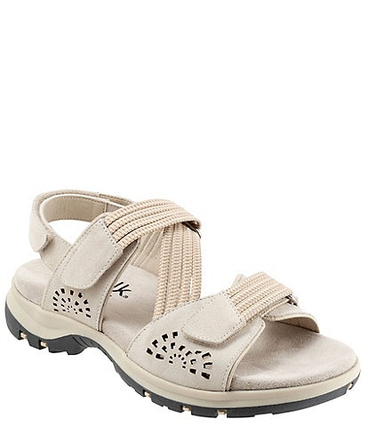 SoftWalk Oahu Perforated Suede Stretch Bands Sandals