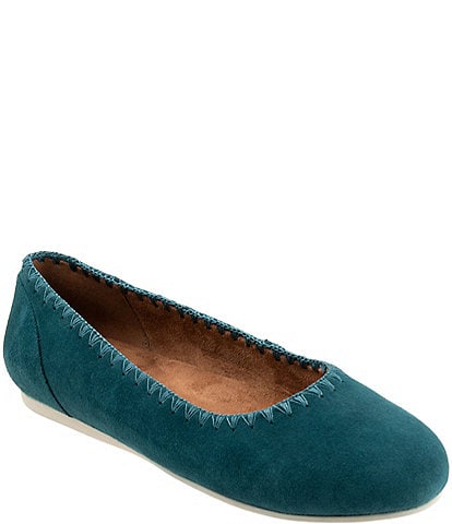 SoftWalk Sonoma Embroidery Suede Ballet Flats