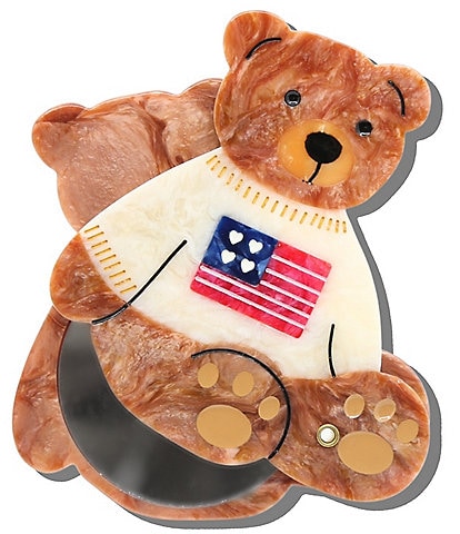 Solar Eclipse Hand-Painted Americana Teddy Compact Mirror