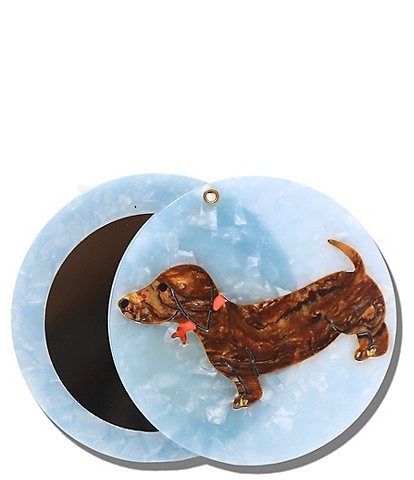 Solar Eclipse Hand-Painted Dachshund Compact Mirror