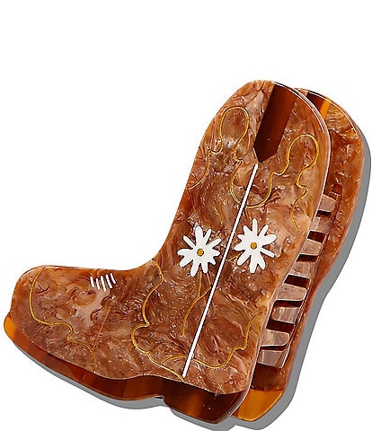 Solar Eclipse Hand-Painted Daisy Cowboy Boot Claw Hair Clip