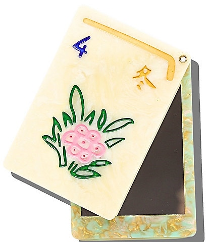 Solar Eclipse Hand-Painted Flower Mahjong Compact Mirror