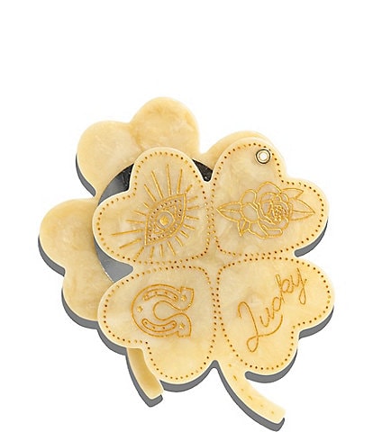 Solar Eclipse Hand-Painted Lucky Clover Compact Mirror