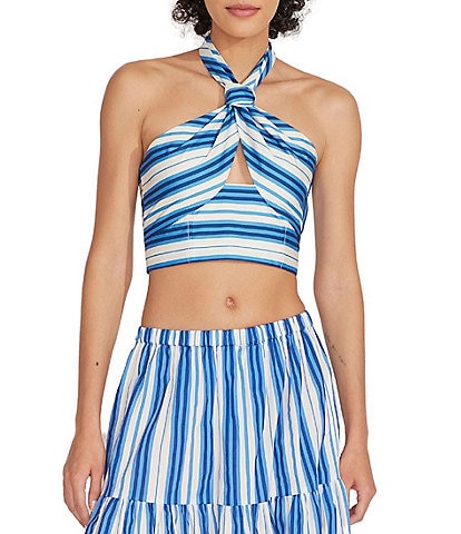 SOLID & STRIPED Naomi Halter Neck Cut-Out Crop Sleeveless Cover-Up Top