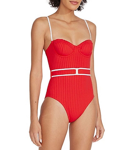 SOLID & STRIPED Spencer Belted Underwire One Piece Swimsuit