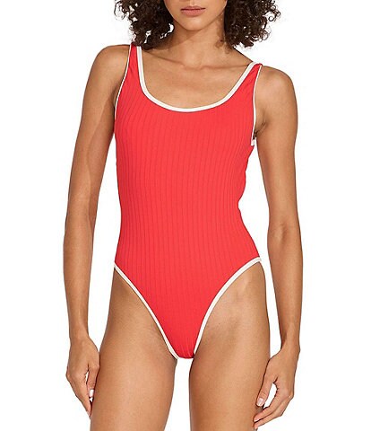 SOLID & STRIPED The Anne-Marie Ribbed Scoop Neck Open Back One Piece Swimsuit