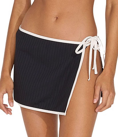 SOLID & STRIPED Ribbed Side Tie Swim Cover-Up Skirt