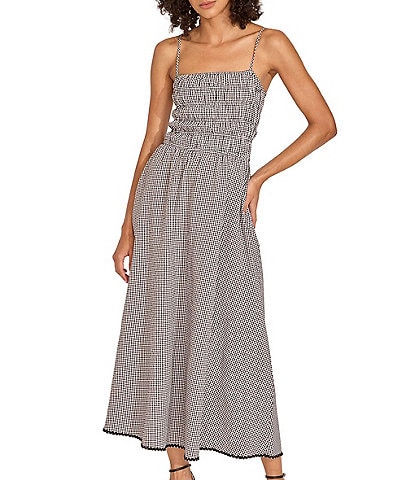 SOLID & STRIPED The Delta Gingham Sleeveless Smocked Swim Cover-Up Dress