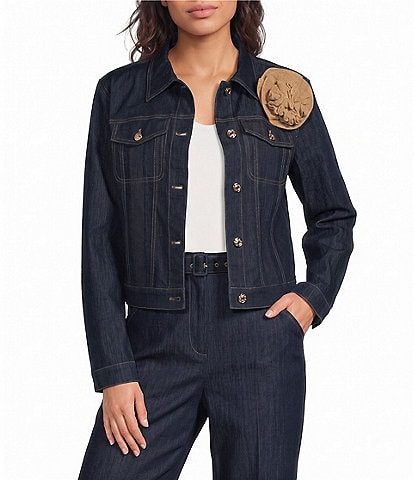 Sonia Rykiel Trucker Rosette Denim Button Front Jacket